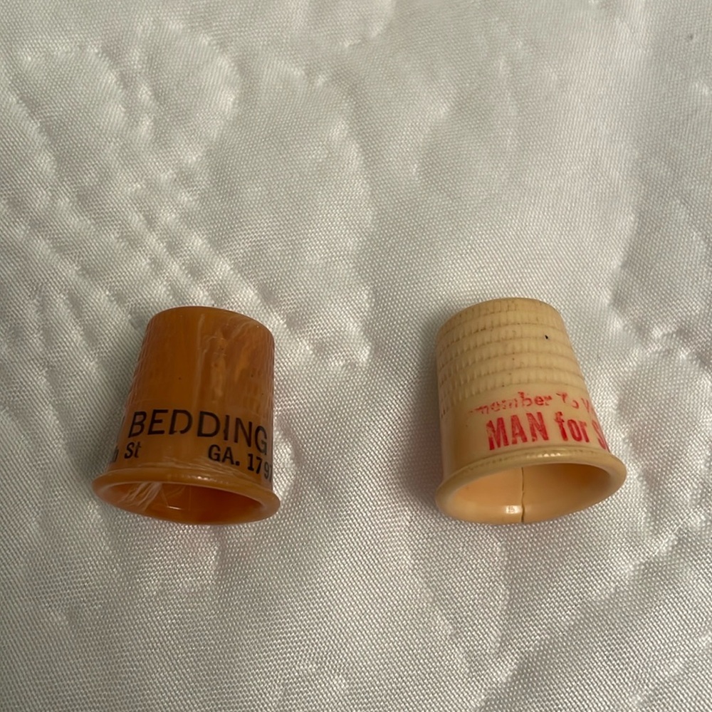 Set of 2 Vintage Plastic Thimbles Collectibles Sewing Supplies